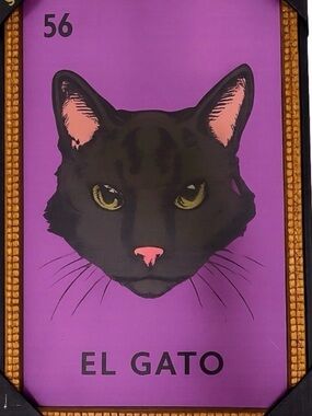 Colorful Cat Wall Art - New Framed 12x15” el Gato - Vintage Gaming Kitty Print